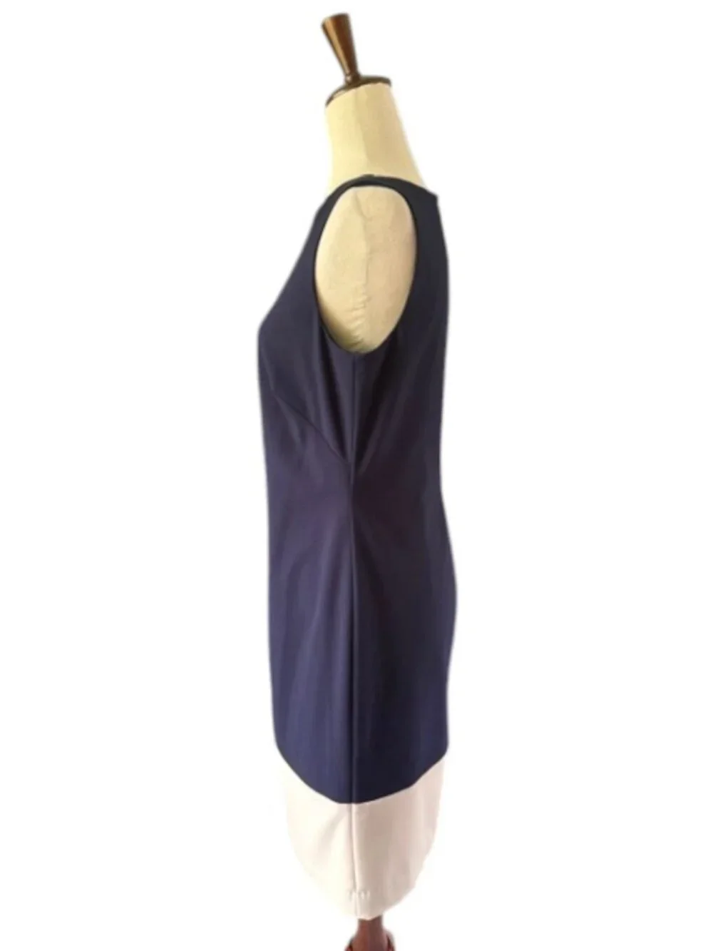 LAUREN Ralph Lauren Color Block Navy Cream Coral Sleeveless Shift Dress SZ 8 EUC - Picture 7 of 16